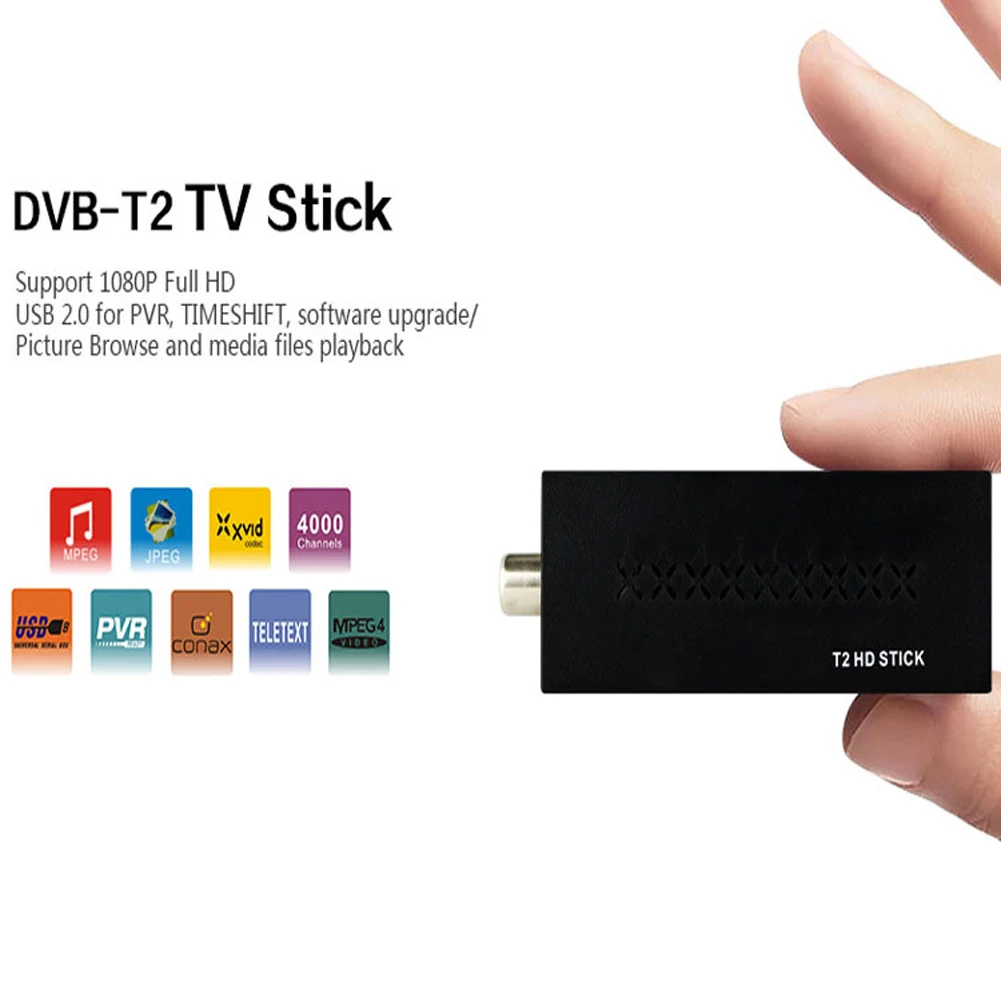 Mini STICK2 USB2.0 ТВ приемник ТВ-тюнер домашний полный HD 1080P цифровой телевизионный приемник Поддержка черный для MPEG4 EU PLUG