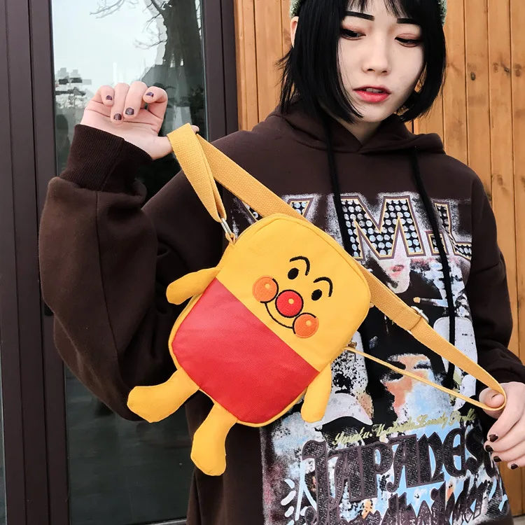 

Funny Canvas Bag Women's Cute Mobile Phone Bag Cartoon Square Sling Bag 2018 New Style GIRL'S Shoulder Bag