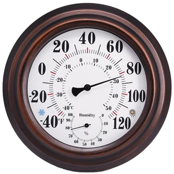 

Indoor/Outdoor Thermometer Hygrometer for Room, Kitchen, Patio, Wall Metal Decorative No Battery Required Big Hanging Hygrometer