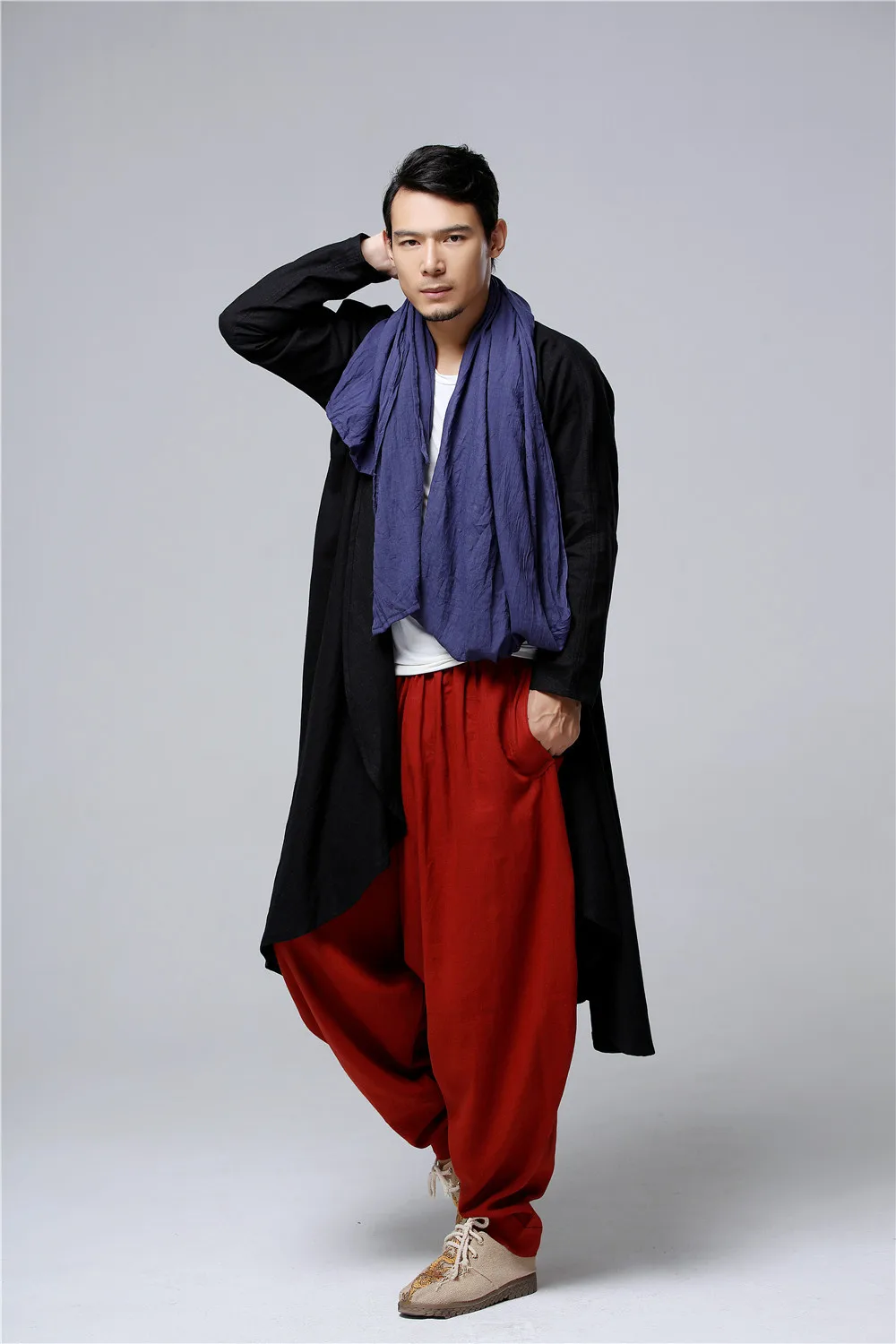 Autumn And Winter New Style Ma Fan Elegant Casual Long Trench Coat Cotton Linen Men'S Wear Long Coat Chinese-style Men'S We