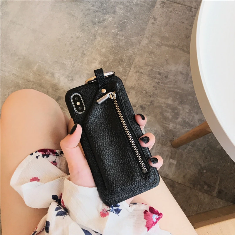 Роскошный чехол-кошелек из искусственной кожи на молнии для iPhone X, XR, XS, MAX, 7, 8, 6, 6s Plus, Модный Стильный Жесткий Чехол для мобильного телефона