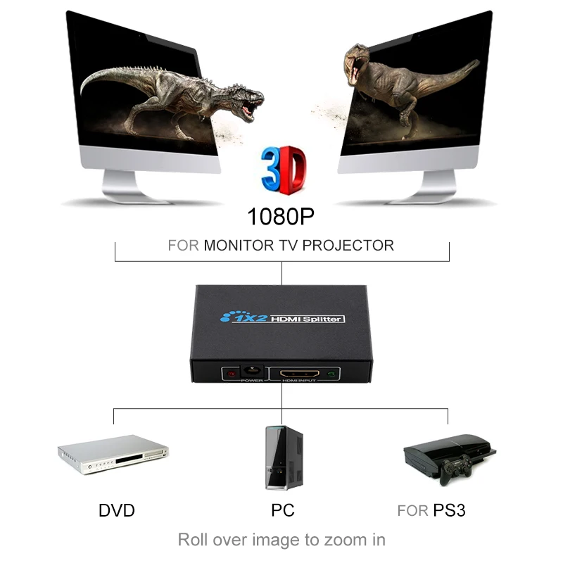 HDMI сплиттер удлинитель 2 порта HDMI аудио видео v1.3b 1080P сплиттер адаптер 1x2 HDMI сплиттер удлинитель для PS3 HD tv 3D дисплей