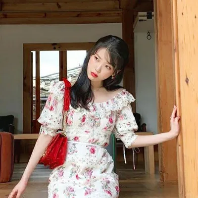 Платье для женщин с разбитыми цветами на плечах DEL LUNA, отель, такой же, IU Lee Ji Eun, летнее, темпераментное, женское, ТВ, корейское, то же платье