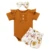 Newborn Baby Girl Clothes Set Summer Solid Color Short Sleeve Romper Flower Shorts Headband 3Pcs Outfit New Born Infant Clothing 18