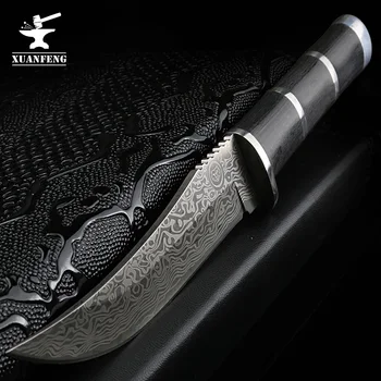 

XUAN FENG Outdoor tactical fixed blade knife with wooden handle multifunctional hunting knife with sheath tool