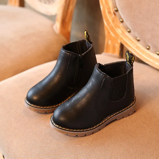 England Style Kids Shoes Boys Girls Boots Autumn Winter Fashion Vintage Shoes Children Martin Short Ankle Boots ботинки детские black thin