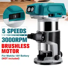 Drillpro 5 Speeds Brushless Electric Hand Trimmer Cordless Wood Router Woodworking Engraving Slotting for Makita 18V Battery