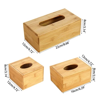 

Bamboo Tissue Box Holder Storage Paper Box Tissue Box Cover Car Wood Napkins Hol 53CB
