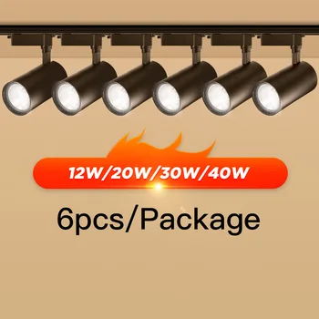 Full Set Led Track Light Spotlights 220v Cob Track Lamp 12W 20W 30W 40W Aluminum Track Rail Lighting For Home Shop Spot Light 1