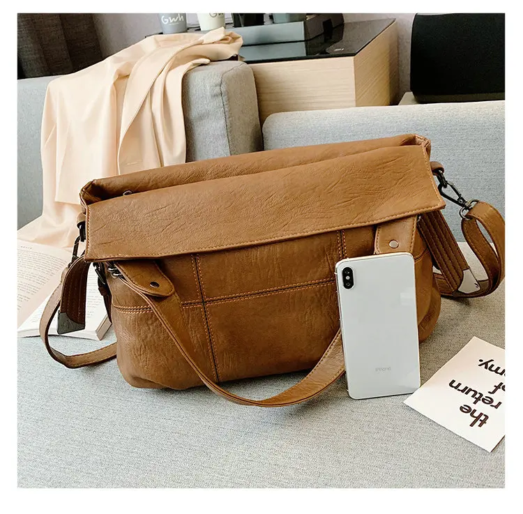 big handbag fashionable Single shoulder bag woman lady large capacity Soft leather all-match messenger bag