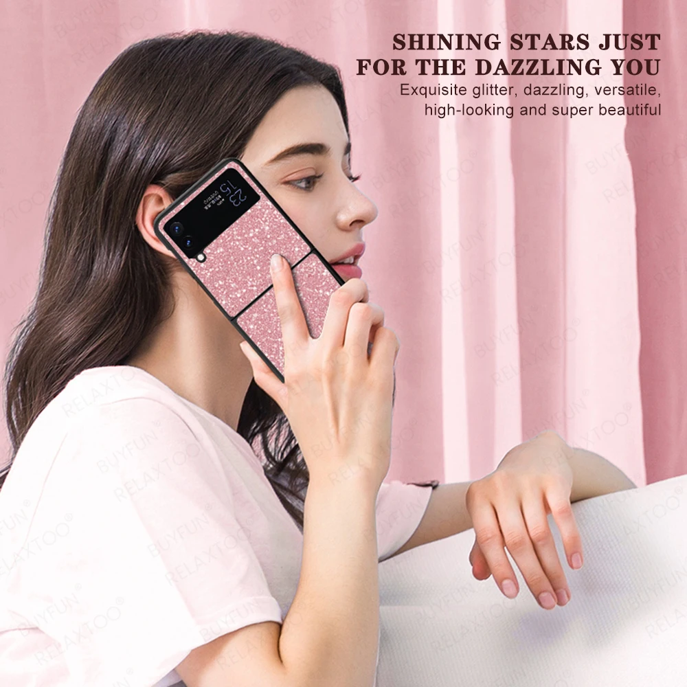 Sumsung ZFlip3 Case Luxury Bling Sparkle Glitter Hard PC Protect Shell Cover For Samsung Galaxy Z Flip3 Flip 3 5G Z3 Coque Funda samsung galaxy z flip3 case