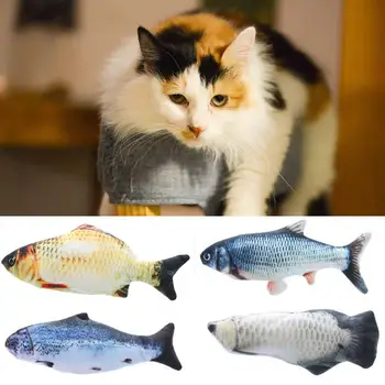 

Pet Supplies Funny Cats Toy Electric Simulation Realistic Plush Flopping Wagging Fish Shape Harmless Cats Interactive Toy
