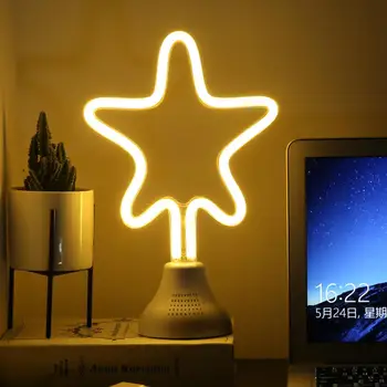 

Led Neon Styling Lamp Bluetooth Speaker Christmas Creative Decorative Star/Unicorn/ Flamingo Neon Night Light USB Power Supply
