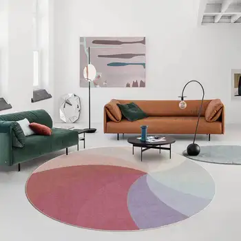 

Fashion Modern Morandi Color Irregular Rainbow Windmill Living Room Bedroom Hanging Basket Chair Round Floor Mat Carpet