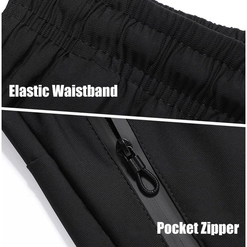 Queshark Men Reflective Ice Silk Quick Dry Running Pants Zipper Pockets Breathable Training Jogging Cycling Fitness Trousers 5