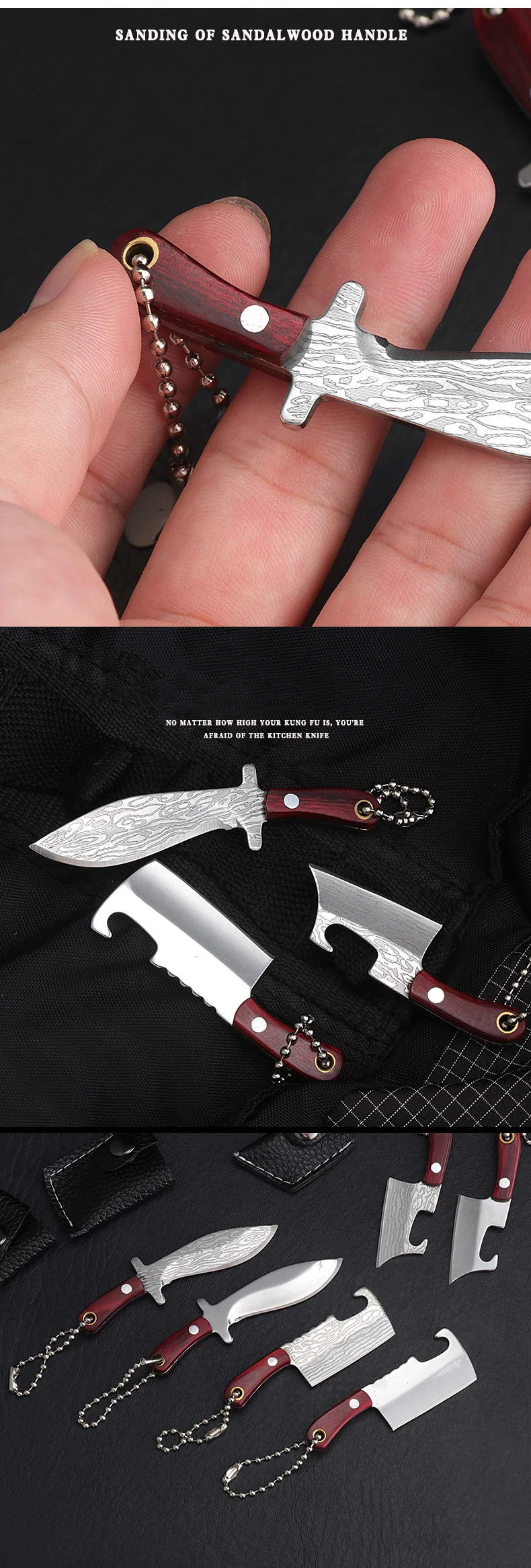 Mini kitchen Knife Unboxing Portable Small Blade Wine Bottle Opening Paper Cutting EDC Keychain Hanging Multi Survival Tools