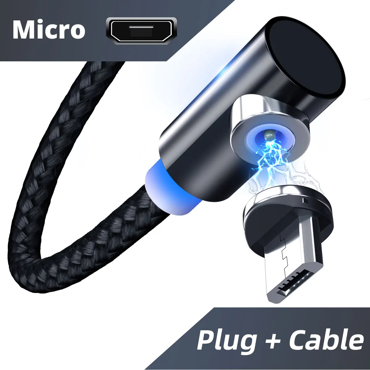 GUUGEI Магнитный кабель Micro usb type C адаптер зарядное устройство 90 градусов быстрая зарядка игровая зарядка провод для iPhone XS Max xiaomi note8 - Цвет: micro usb cable