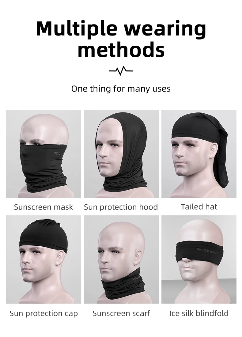 ROCKBROS Summer Face Scarf UV Protection Sweat-Absorbing Comfortable Headwear Qu