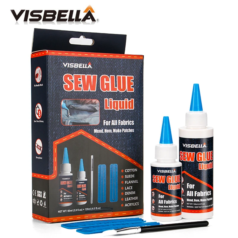 

2PCS Liquid Bonding Glue Sew Adhere Kit for Clothes Denim Leather Fabric Decorative Crafting Natural Synthetic Repair Hand Tool