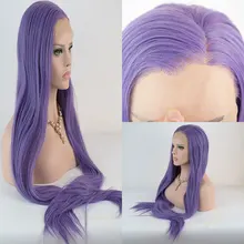 BM синтетический 13*3 парик фронта шнурка микс Лаванда Фиолетовый прямой термостойкие волокна натуральный волос сторона расставания для женщин парики
