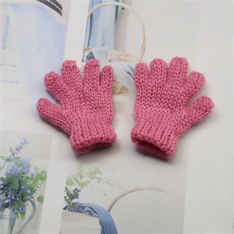 5Pcs Knitting Woolen Yarn Mini Gloves DIY Craft Supplies Toy Dolls Decorative Accessories Material Ornaments Cute Small Garment