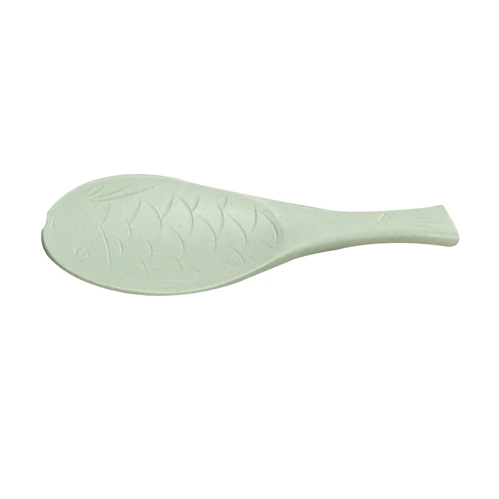 Non-stick Kitchen Utensil Wheat Straw Kitchen Accessories Rice Cooker Shovel Rice Spoon Plastic Durable Fish Shape - Цвет: Зеленый