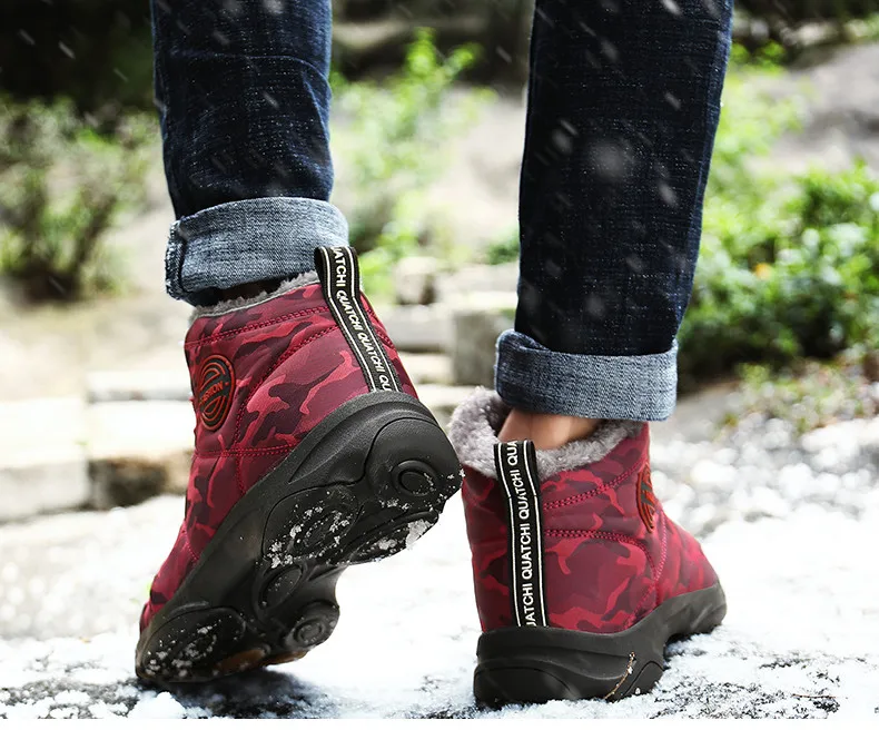 Водонепроницаемые мужские Ботильоны; Зимние теплые плюшевые ботинки; мужские уличные кроссовки; рабочие ботинки; мужские зимние ботинки на резиновой подошве; размеры 47-48