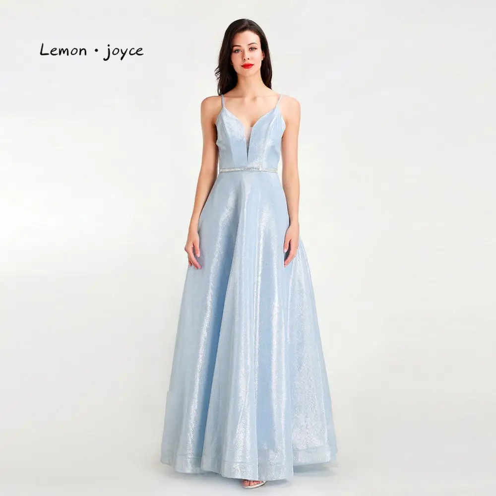 Lemon joyce Light Blue Prom Dresses 2020 Sexy V-neck Backless Simple Evening Party Gowns Plus SIze | Свадьбы и торжества
