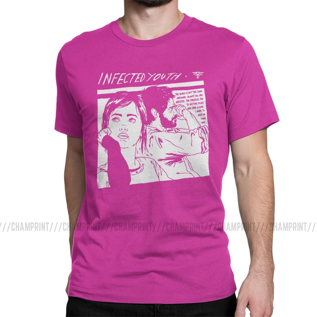 Infected Youth The последний из нас футболки мужские хлопковые футболки Элли Светлячок Joel Tlou Игра Футболка короткий рукав размера плюс - Цвет: Фуксия