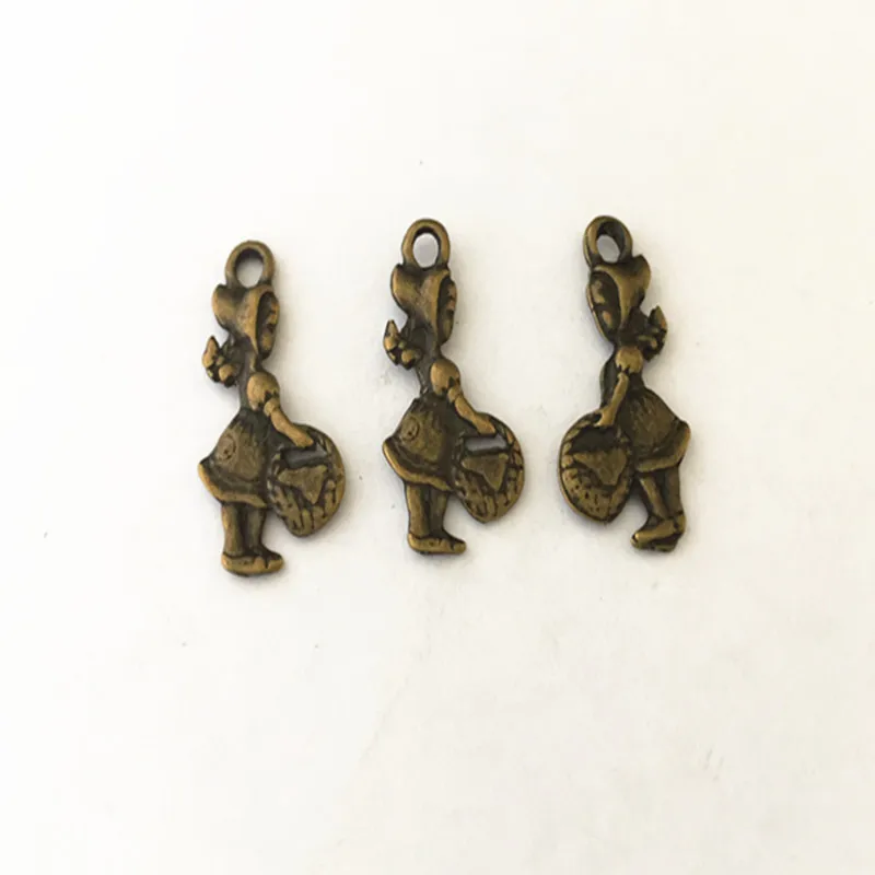 10MMX13MM античная бронза девушка с корзиной Ожерелье Подвеска DIY Шарм Винтаж Мини