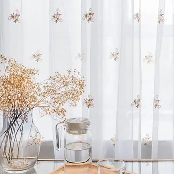 

American Style Light Sheer Curtain Pink Floral Lace for Living Room Tulle Drape Wedding Custom Made Fabric X245#40