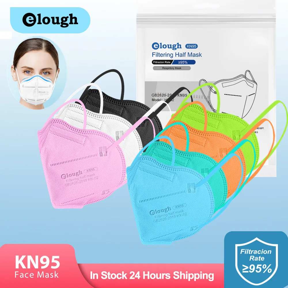 Elough KN95 Mask mascarilla fpp2 homologada 5 Layers CE Approved maske Face Adult masque mascarillas ffp2mask ffp3 fp2 | Безопасность и