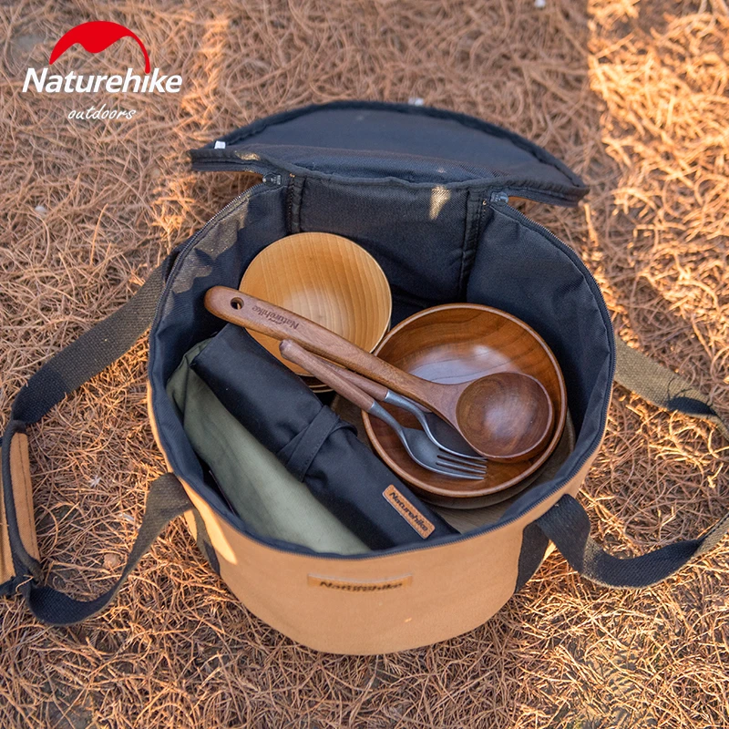 Naturehike Portable Camping Storage Bag 13.7L Big Capacity Travel Sundries Bucket 600D Oxford Cloth Outdoor Equipment Box