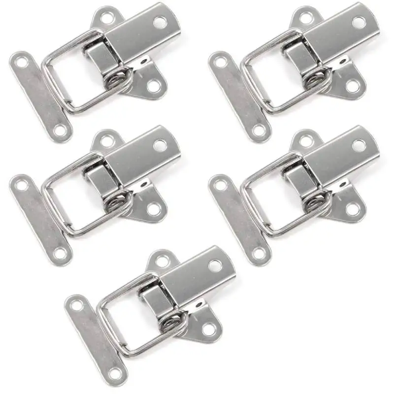 5pcs Stainless Steel Hasp Toggle Latch Mini Clamps Box Clasp Buckle Trunk Latch Catches Cabinet Hasp Toolbox Toggle Lock