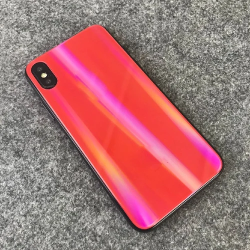 Защитная пленка из закаленного стекла для iPhone Xs Max, защитная пленка для iPhone X, XS, 7, 8, 6, 6s Plus, Аврора, заднее стекло - Цвет: Red