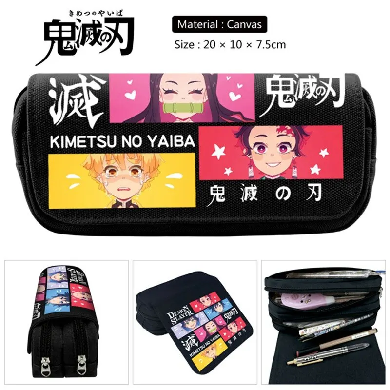 

For Bag Kids Anime Demon Slayer Ghost Blade Cartoon Print Pen Bag Student Pencil Case Storage School Stationery