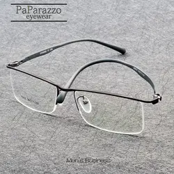 Фирменный дизайн, деловые мужские металлические очки для близорукости, оправа, половина оправы, TR90, Рецептурные очки, Суперэластичные