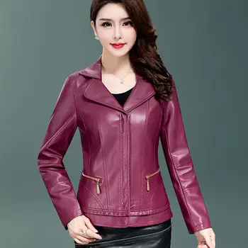 

4XL Plus Size 2020 Spring And Autumn New Leather Women's Jacket Suit Collar Large Size Women's Middle-Aged And Elderly Mother
