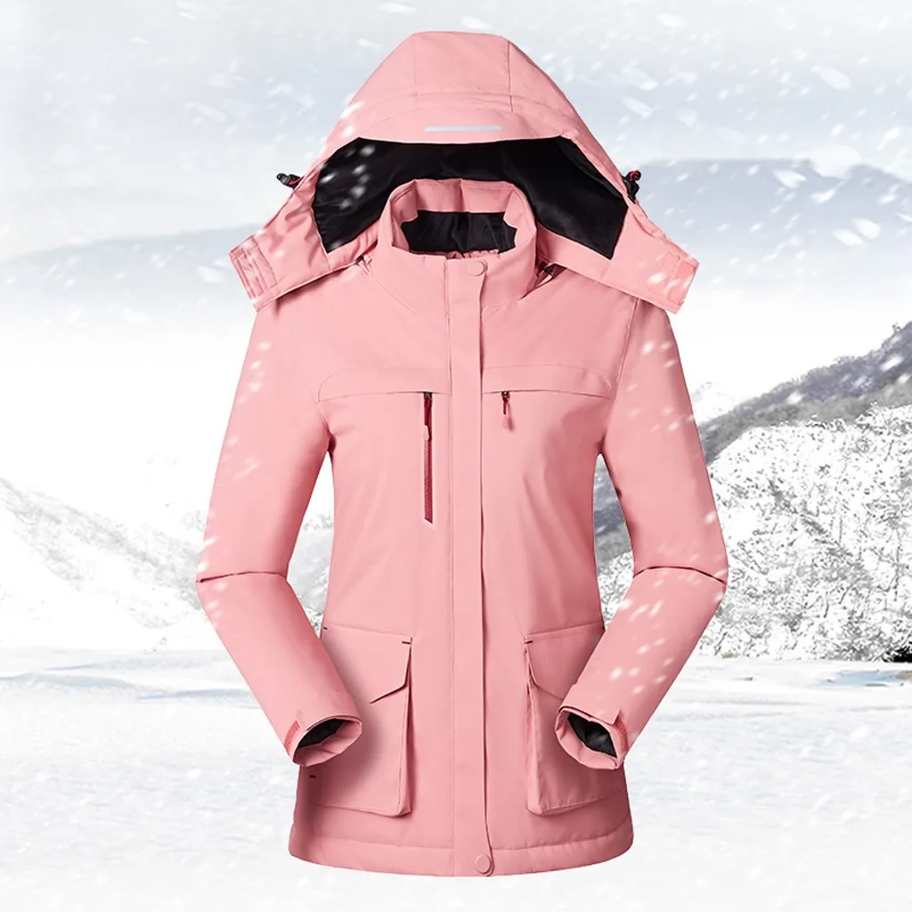 Women's Quick Dry Hiking Jacket Waterproof Women's Fashion Solid Color Smart USB Heating Warm Down Zipper Coat#g4
