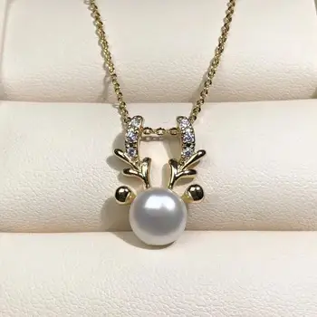 

LanChen14k gold all the way to you necklace pendant 8mm freshwater pearl necklace pendant elegant and delicate ladies party