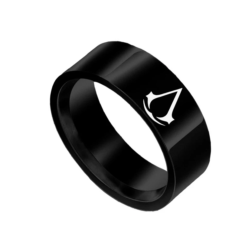 Assassins кольцо Creed мужские кольца из нержавеющей стали для мужчин титановые стальные кольца ювелирные изделия модный подарок стальное кольцо игра Прямая поставка - Цвет основного камня: black 2
