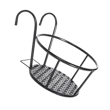 

Succulent Hanging Planter Pot Flowerpot Planter Geometric Iron Metal Stand Supporting Flowerpot Shelf (Black)
