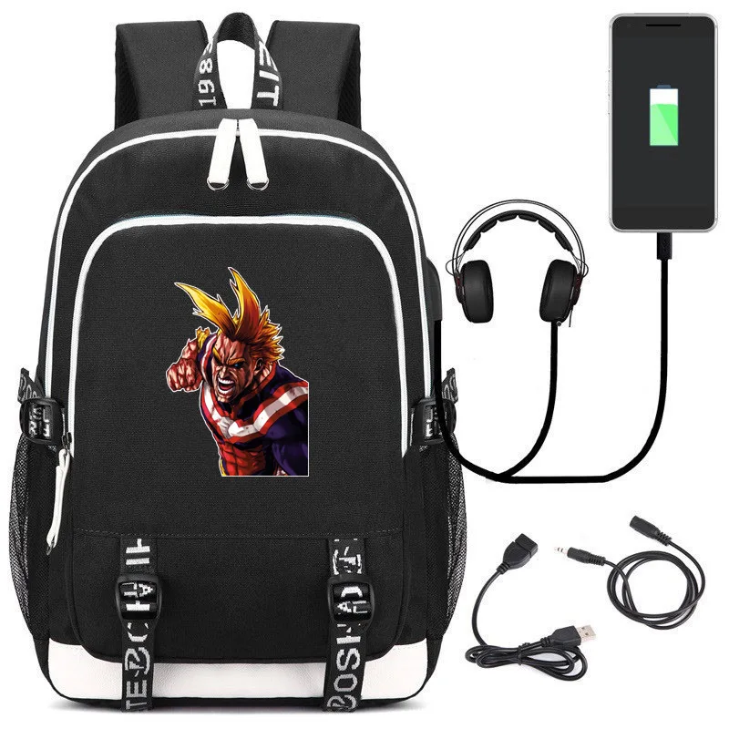My Hero Academy All Might cosplay Bookbag Oxford школьные сумки для девочек-подростков, рюкзак для путешествий, рюкзак для ноутбука с зарядкой через usb