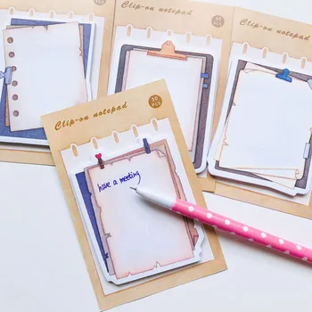 

30 Sheets Simple Document Design Clip-on Memo Pad Sticky Notes Stationery