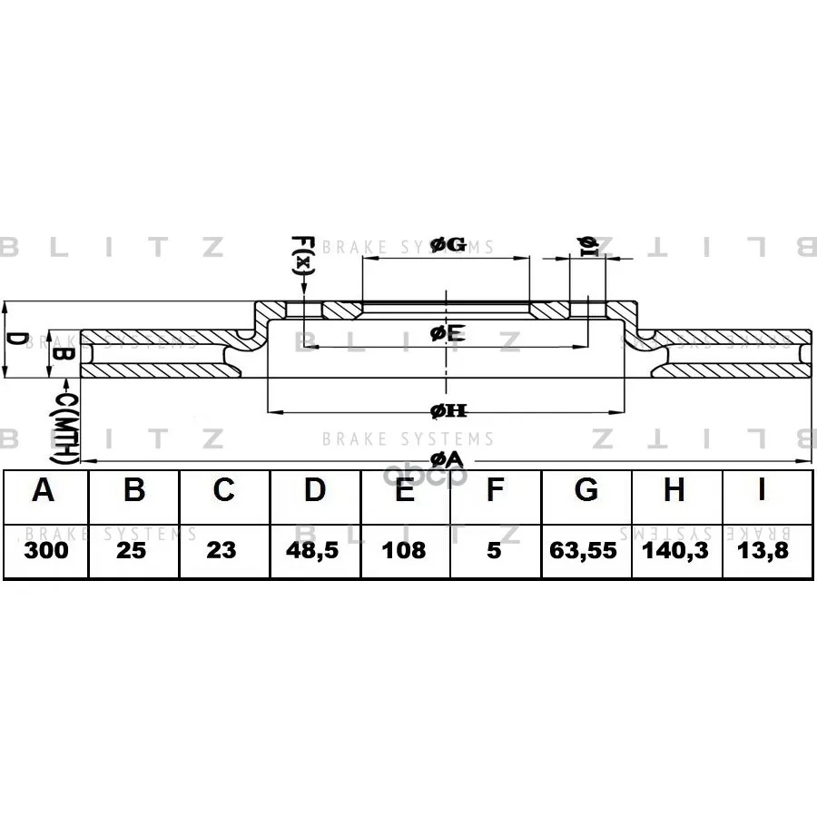 Диск Тормозной Ford Focus/C-Max/Kuga 04-/Land Rover Freelander 06-/Volvo C30/C70/S40/V50 04- Blitz арт. BS0202