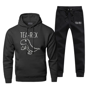 

Funny Hoodies Male Set Tea-Rex Lovely Casual Men's Full Suit Tracksuit T-Rex Fashion Casaul Chandal Hombre Warm Streetwear Pants