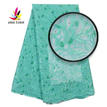 

African High Quality Organza Lace For Party 2019 High Quality Swiss Nigerian Organza Sequined Lace Fabric With Stones AMY3072B