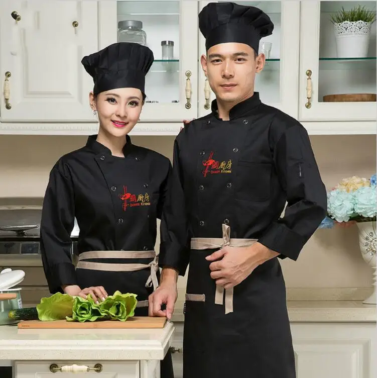 3 Color Spring Autumn Hotel Restaurant Chefs Work Clothes Long Sleeve Chef Jacket Uniform Combed Food Service | Тематическая одежда