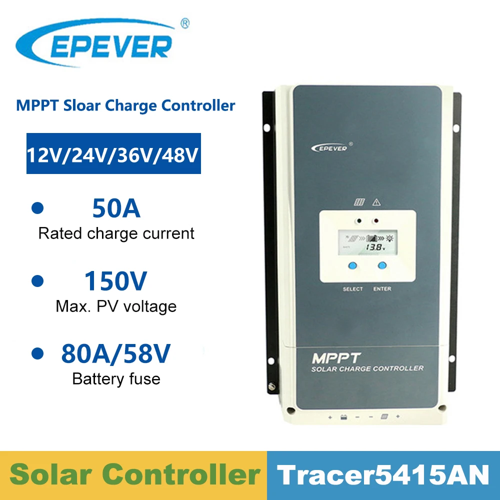 US $213.00 EPever MPPT 50A 12V 24V 36V 48V Solar Charge Controller Max 150V PV Input Common Negative Grounding Tracer5415AN Solar Charger