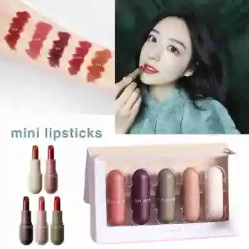 

5Pcs Mini Capsule Matte Lipstick Waterproof Long Lip Cosmetics Lipstick Velevt Lasting Makeup Non-stick Smooth Lip Balm